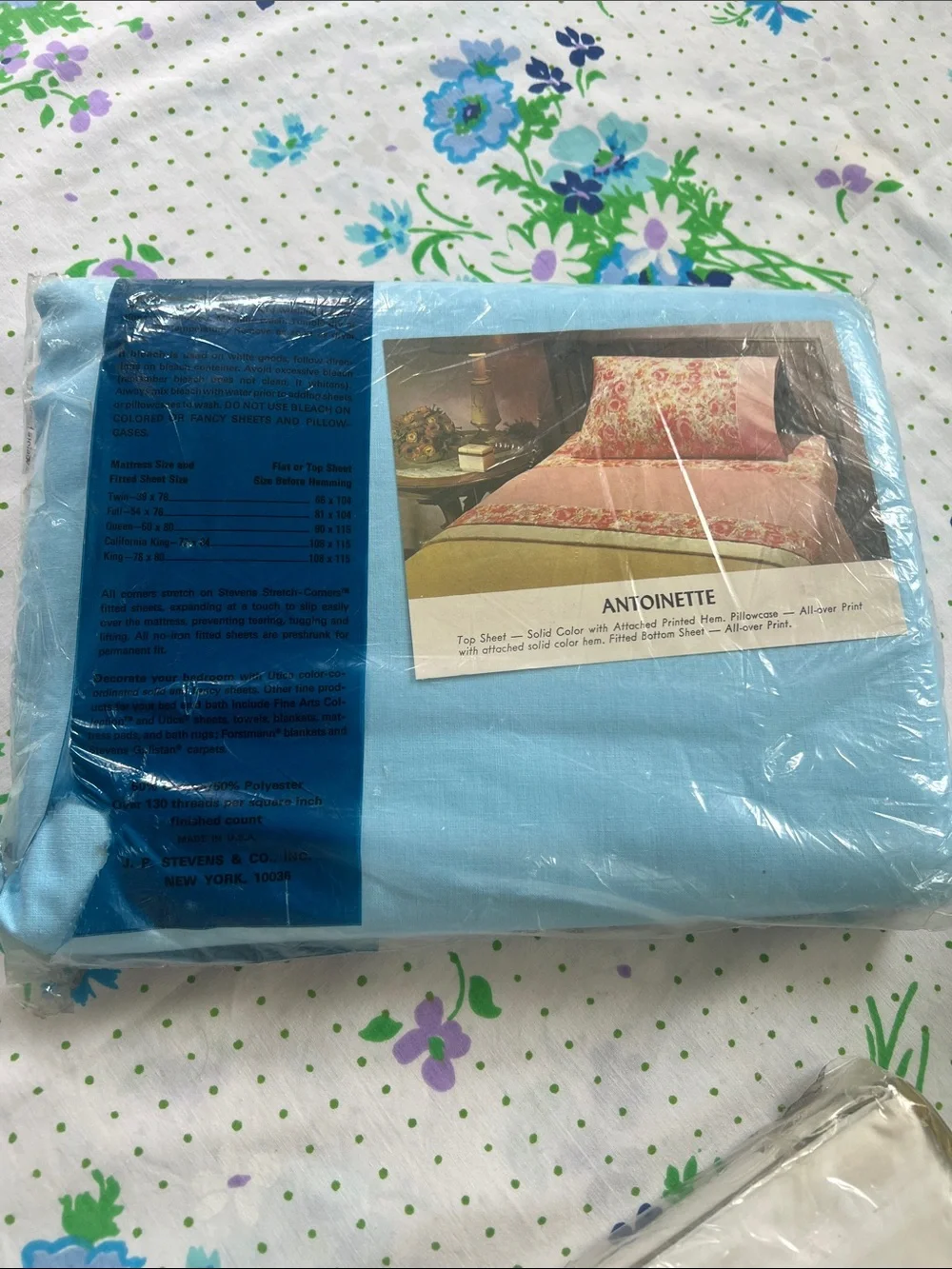 Vintage Full Flat Sheet -Steven’s Utica - 50/50 - Antoinette - Blue